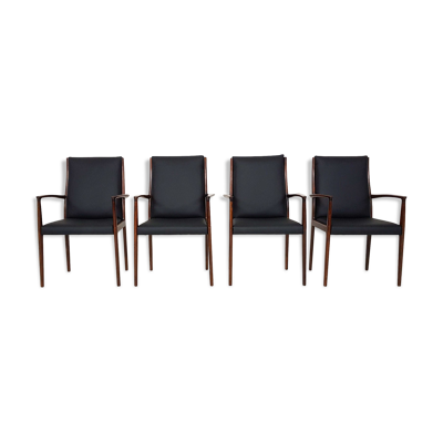 Lot de 4 fauteuils en bois de rose, Danemark 1950