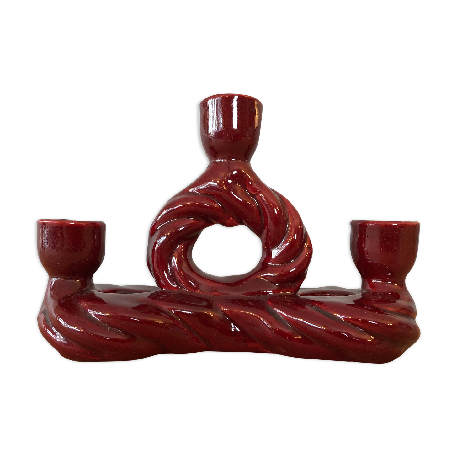 Enamelled ceramic candle holder