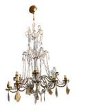 Chandelier en cage en cristal taillé et perles de verre italiennes, années 1800