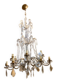 Italian Cut Crystal and Glass Beads Cage Chandelier, 1800s