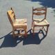 Pair of Brutalist Guillerme and Chambron Chairs in Solid Oak with Wove