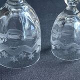 14 Meisenthal blown and engraved digestive glasses