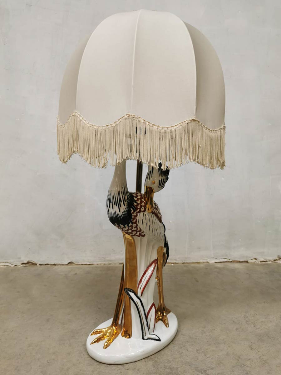Vintage Italian ceramic heron table lamp keramiek