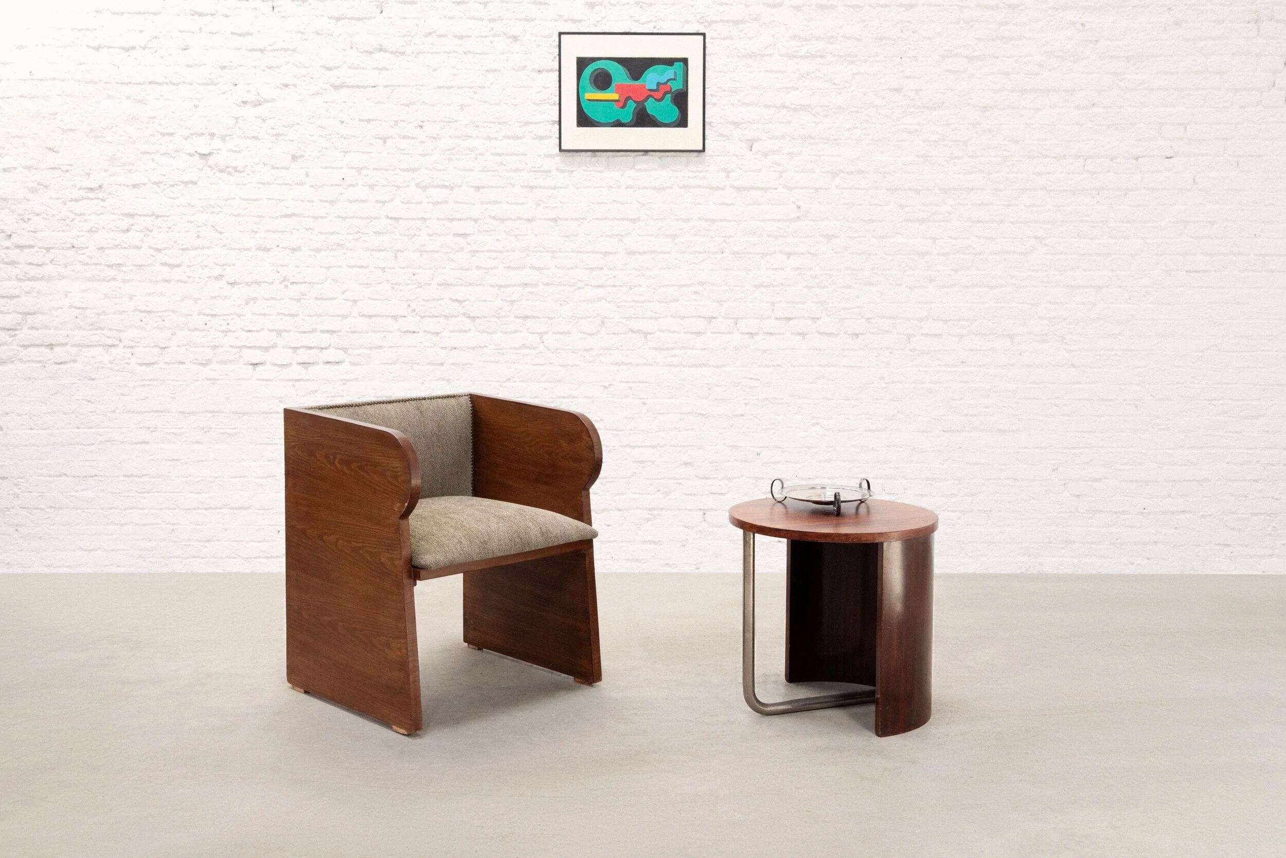 French Modernist Art Deco tubular steel side table, c. 1930s