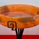 Art deco pâte de verre signed lorrain with wrought iron base, dlg by majorelle
