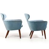 Rare Pair of Danish Easychairs in Teak & Mohair 1950s
