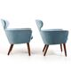 Rare Pair of Danish Easychairs in Teak & Mohair 1950s