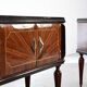 Set Of 2 Italian Midcentury Walnut Burl And Brass Bedside Tables / Cabinets