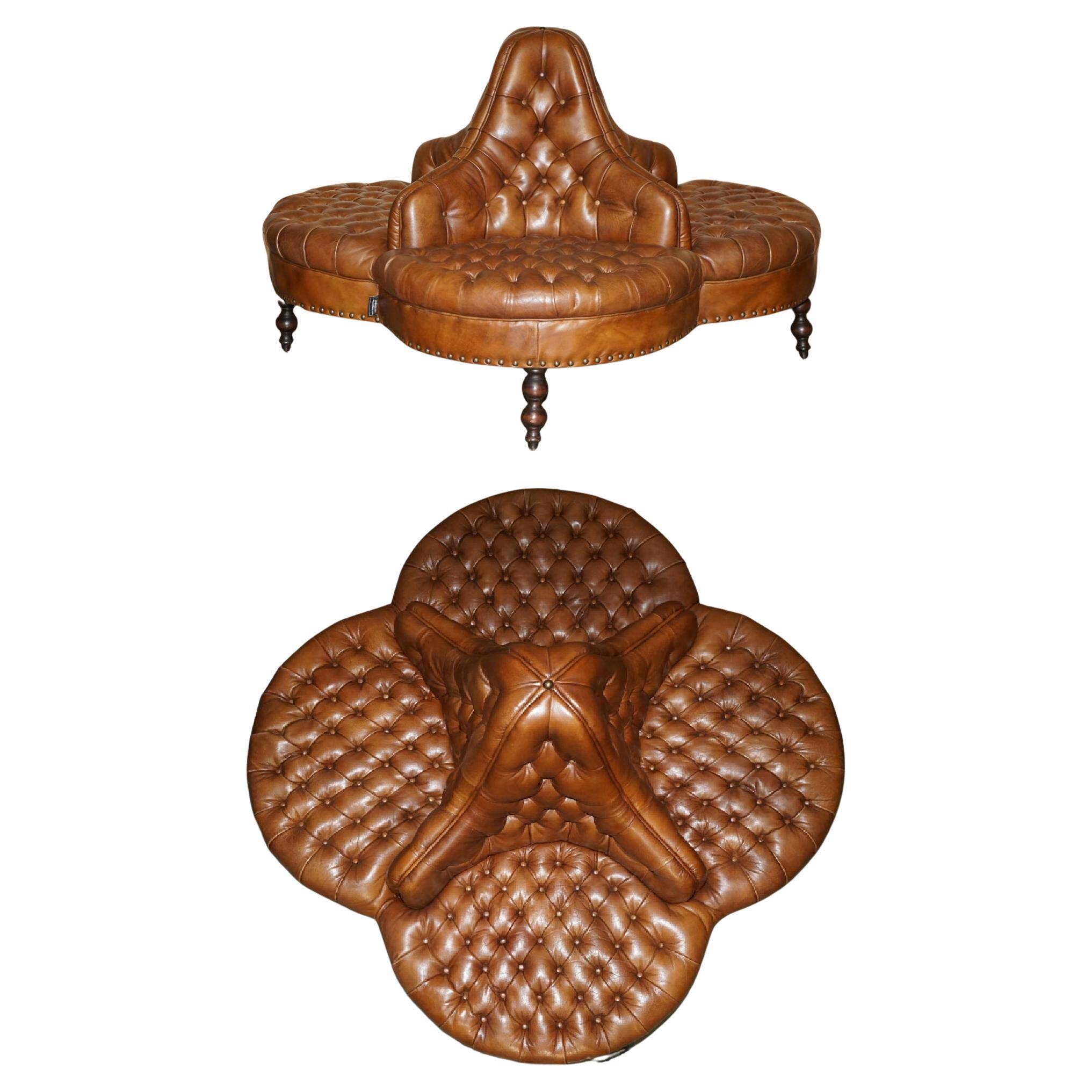Leather Chesterfield tête-à-tête sofa, 4-seater