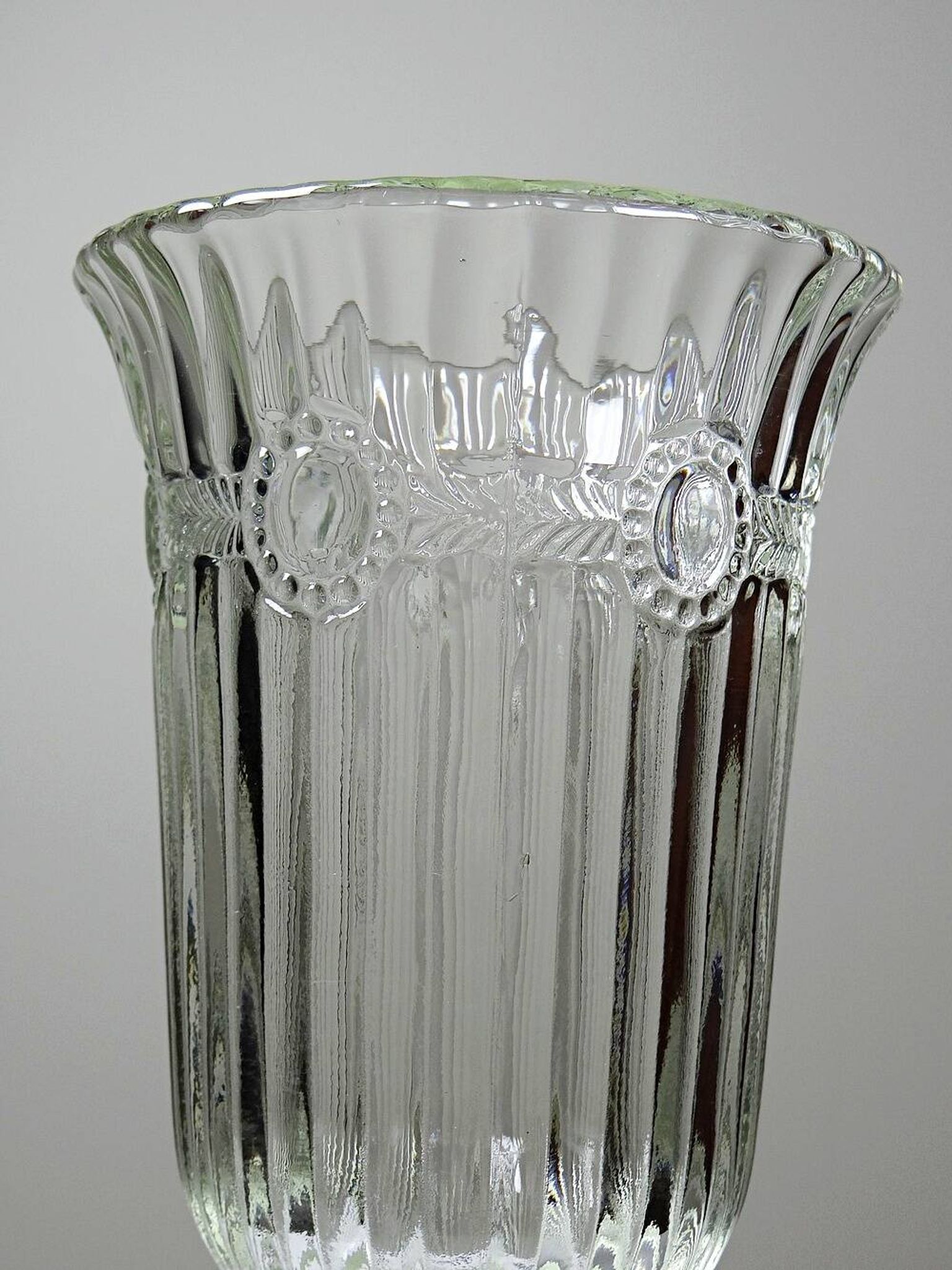 Antique molded glass vase 19th-20th century 1890-1900 on foot