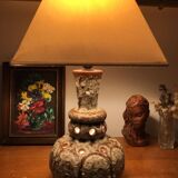 Fat lava ceramic lamp base with 2 bulbs