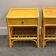 Pair of vintage bamboo & wood nightstands with drawer, 1970s