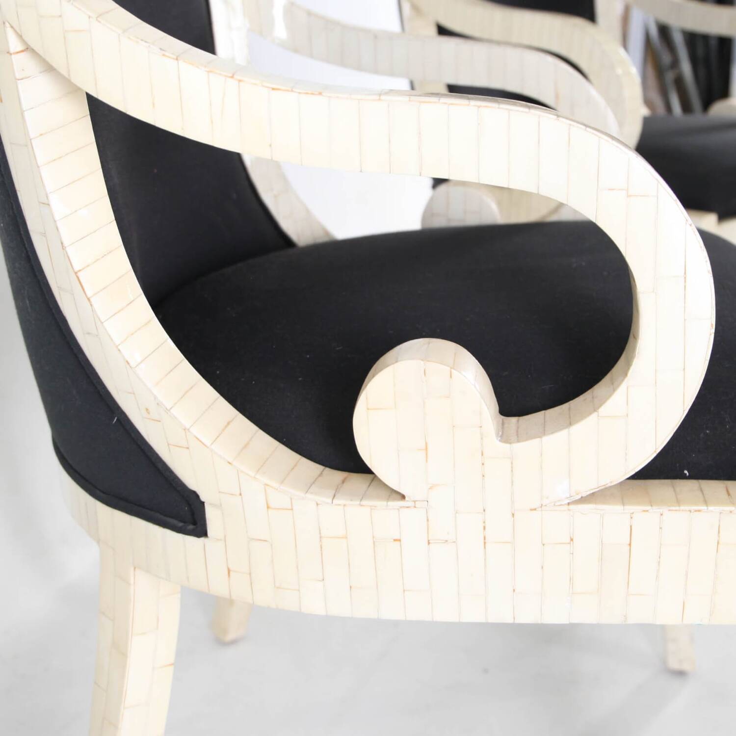 Pair of bone marquetry armchairs
