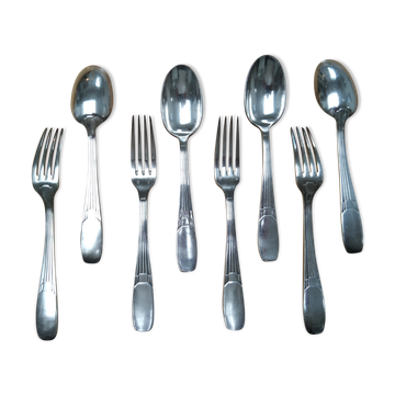 Ménagère art déco 8 couverts en métal argenté