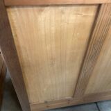 Art Deco chest of drawers in black marble and stripped solid oak