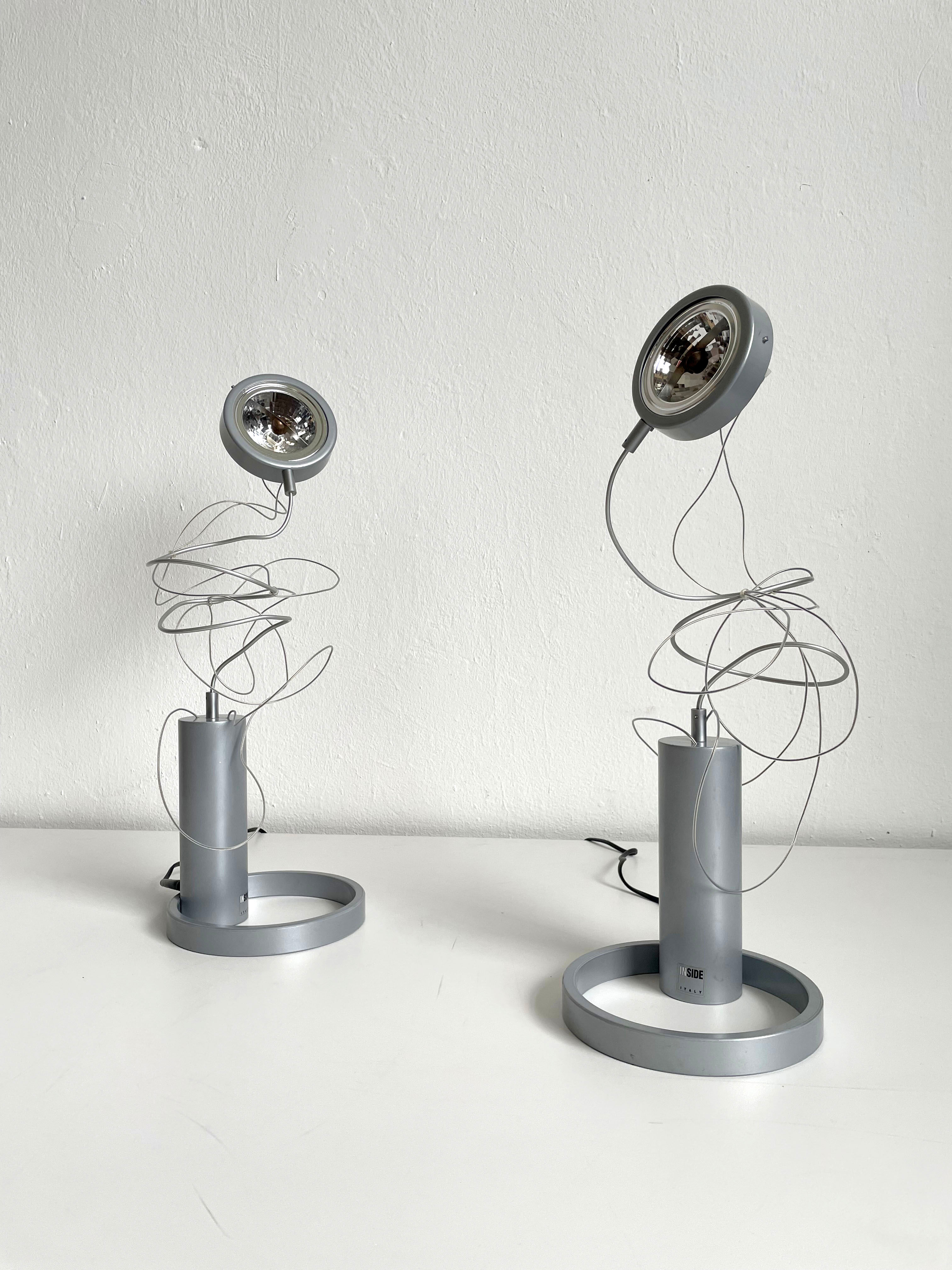 Pair of Postmodern Halogen Designer Table Lamps, Italy 1980's, 1990's