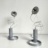 Pair of Postmodern Halogen Designer Table Lamps, Italy 1980's, 1990's