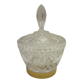 Old crystal sugar bowl with golden base