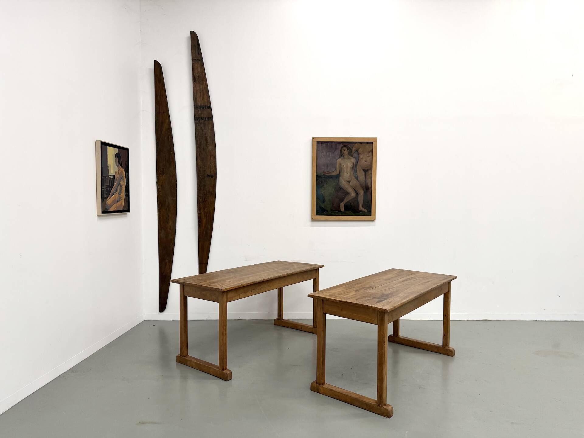 Pair of Vintage Community Tables in Solid Beech