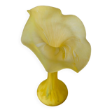 Ancien Vase Volubilis Cristallerie LA ROCHERE Verre Soufflé Jaune Vintage #