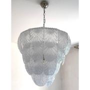 Contemporary Modern Clear Graniglia “Petals” Murano Glass Chandelier by Sim