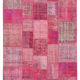 Handwoven oriental overdyed 205 cm x 300 cm pink patchwork carpet