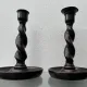 Pair of English oak Barley Twist candlesticks