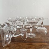 10 coupes à champagne anciennes en verre soufflé 19eme