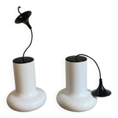 Set of 2 lita pendant lights. 1970. White