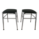 2 tabourets vintage métal assise noire