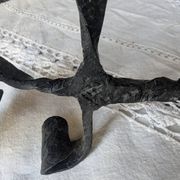 Brutalist Antique Wrought Iron Chandelier Floral Naturalist Candle Holder