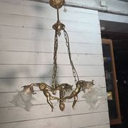 Lustre aux angelots en bronze années 70