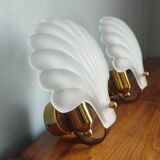 Vintage frosted glass shell wall sconces