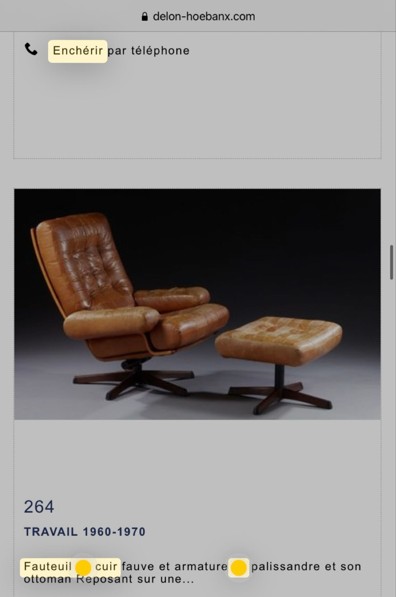 Armchair and footrest in leather
