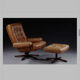 Armchair and footrest in leather