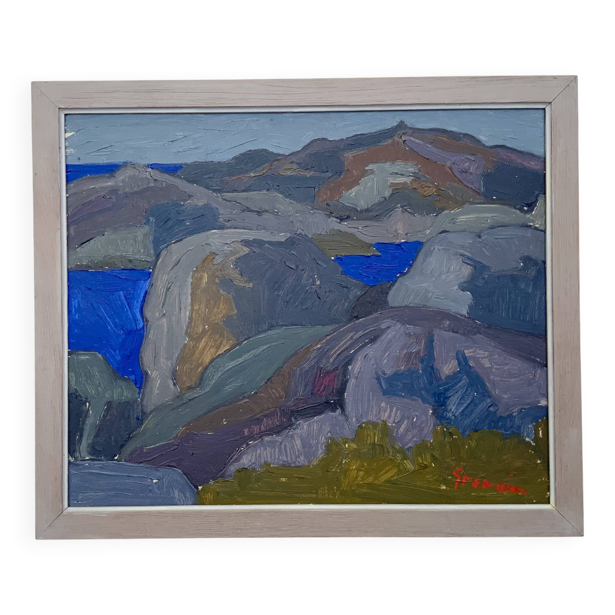Vintage Landscape Painting by Svan Grandin (1906-1982) “Seacoast”
