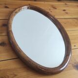 Vintage oval rattan mirror