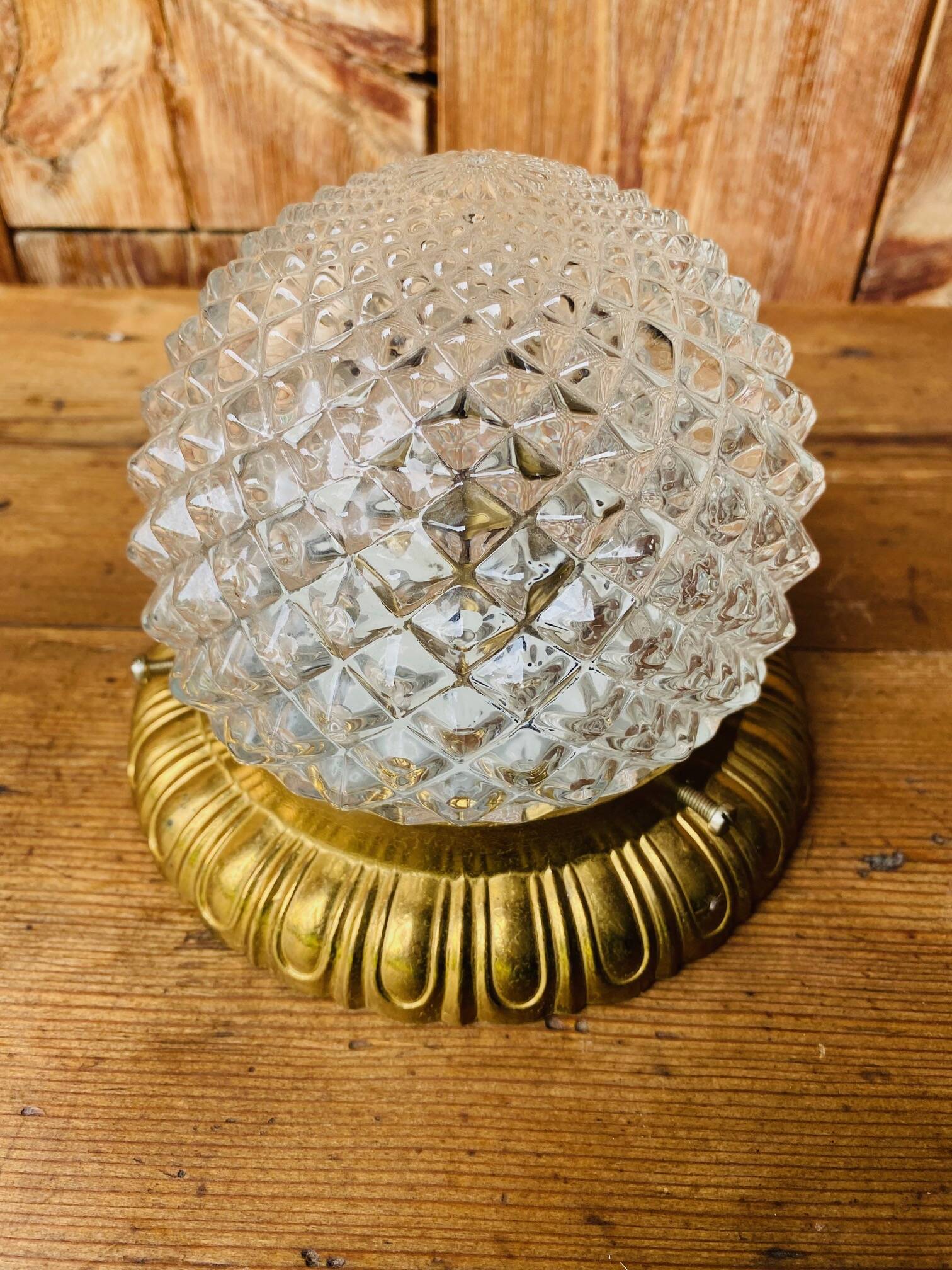 Vintage glass and brass ceiling light