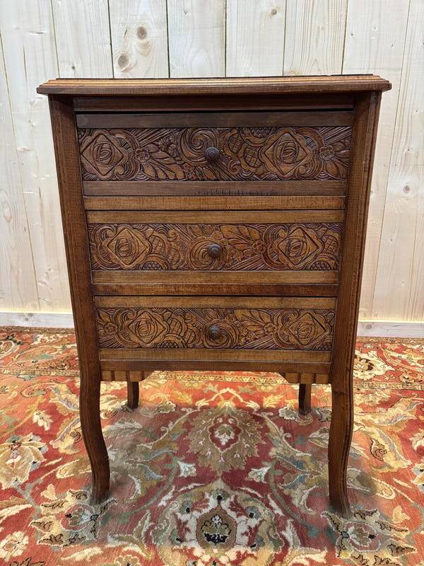 Carved wooden chiffonier chest of drawers