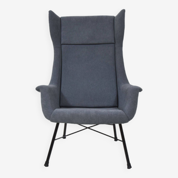 Vintage wingback lounge armchair by Miroslav Navrátil for TON, 1960s, restored