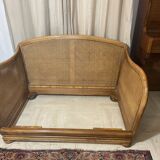 Vintage sofa in cannage and wood 1960