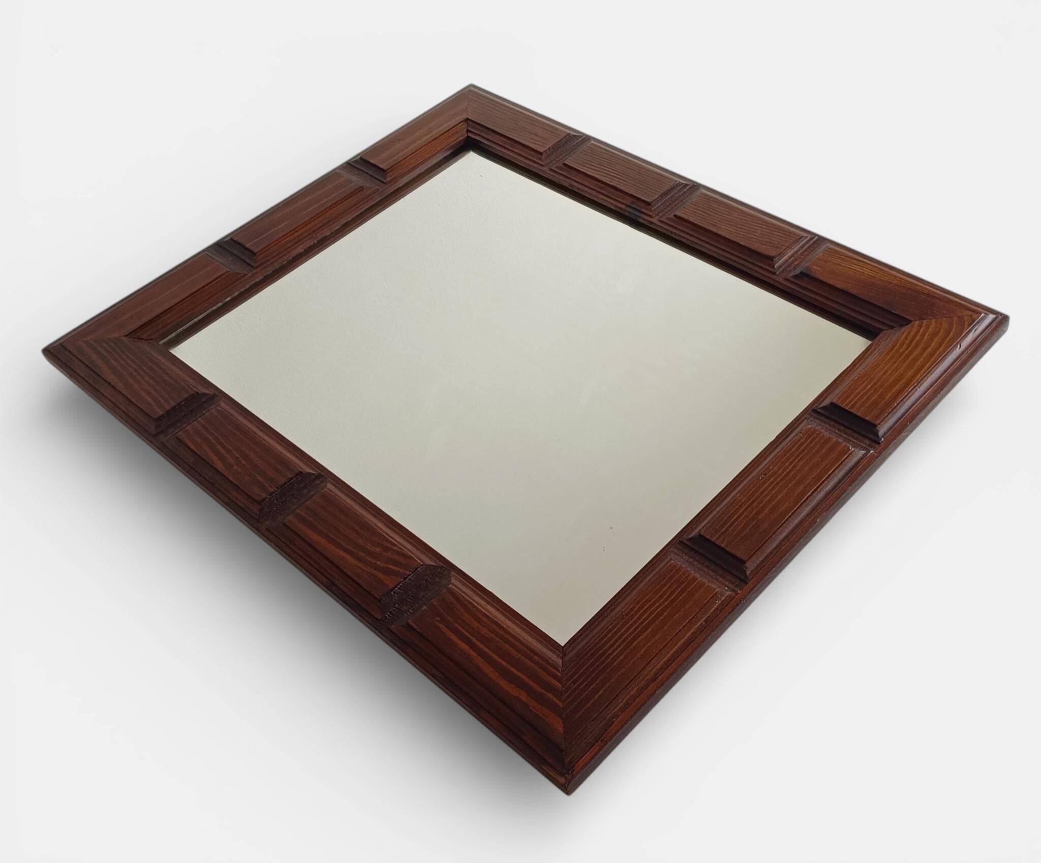 Mid-Century Spanish Oak Wall Mirror– Castilian Style, 1950s