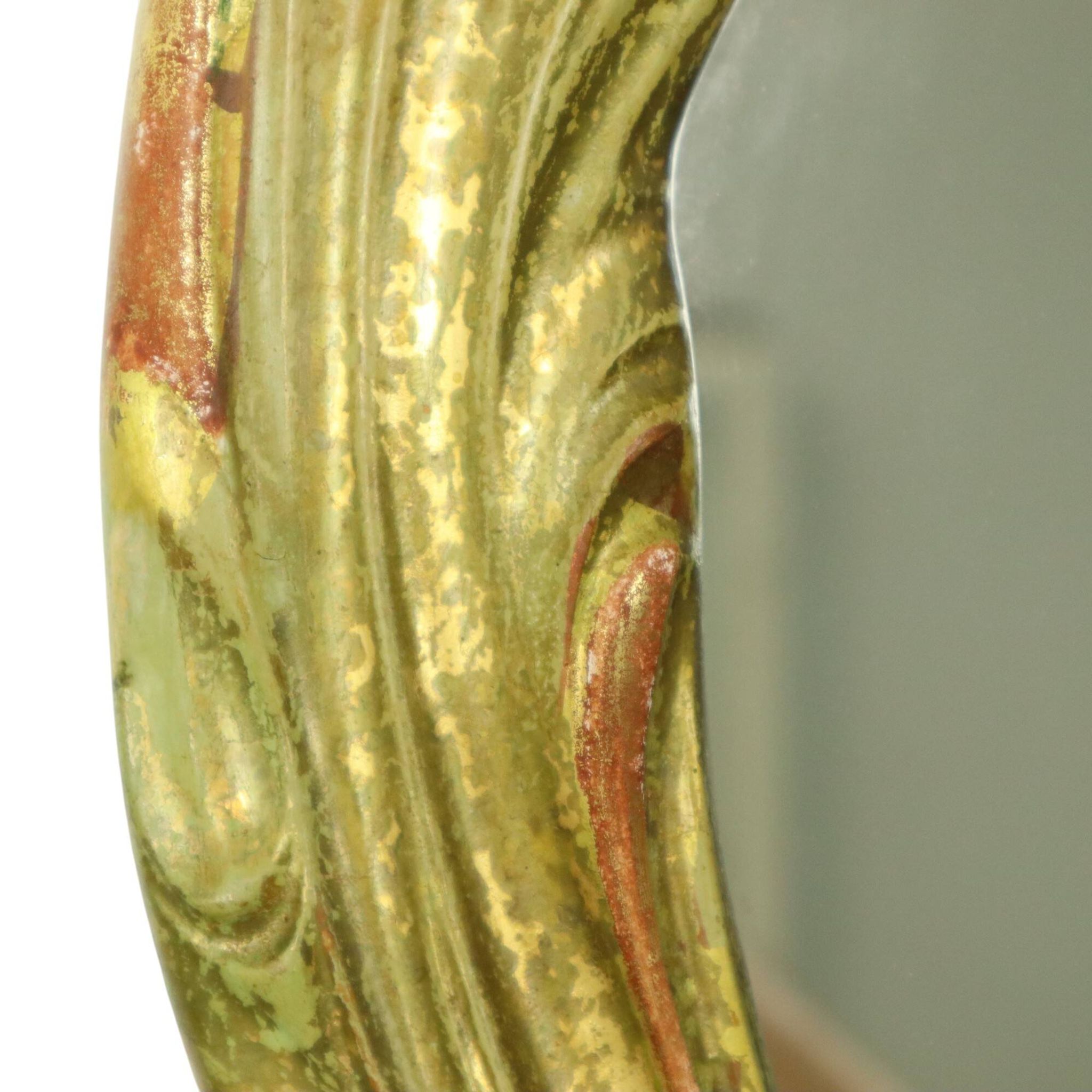 Grand miroir suédois doré à la feuille d'or de style rococo classique 119 cm