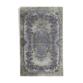 Tapis turc bohème noué à la main des années 1970 168 cm x 274 cm gris