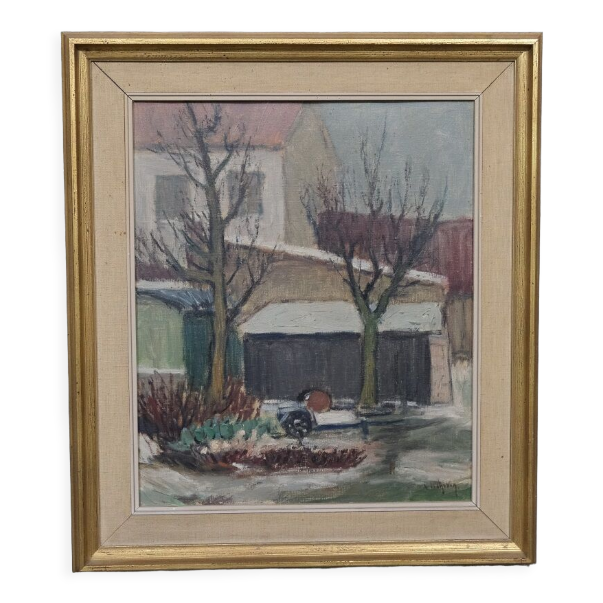 Scandinavian modern painting, 1960s, oil on canvas, framed, Gideon Isaksson