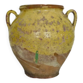 Magnificent glazed yellow confit pot, south-west of France. 19th century.