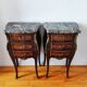 Paire de tables de chevet style Louis marbre noir