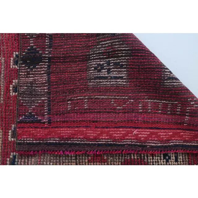 Vintage Turkish Hand-Knotted Wool Cotton Purple Runner 90x288