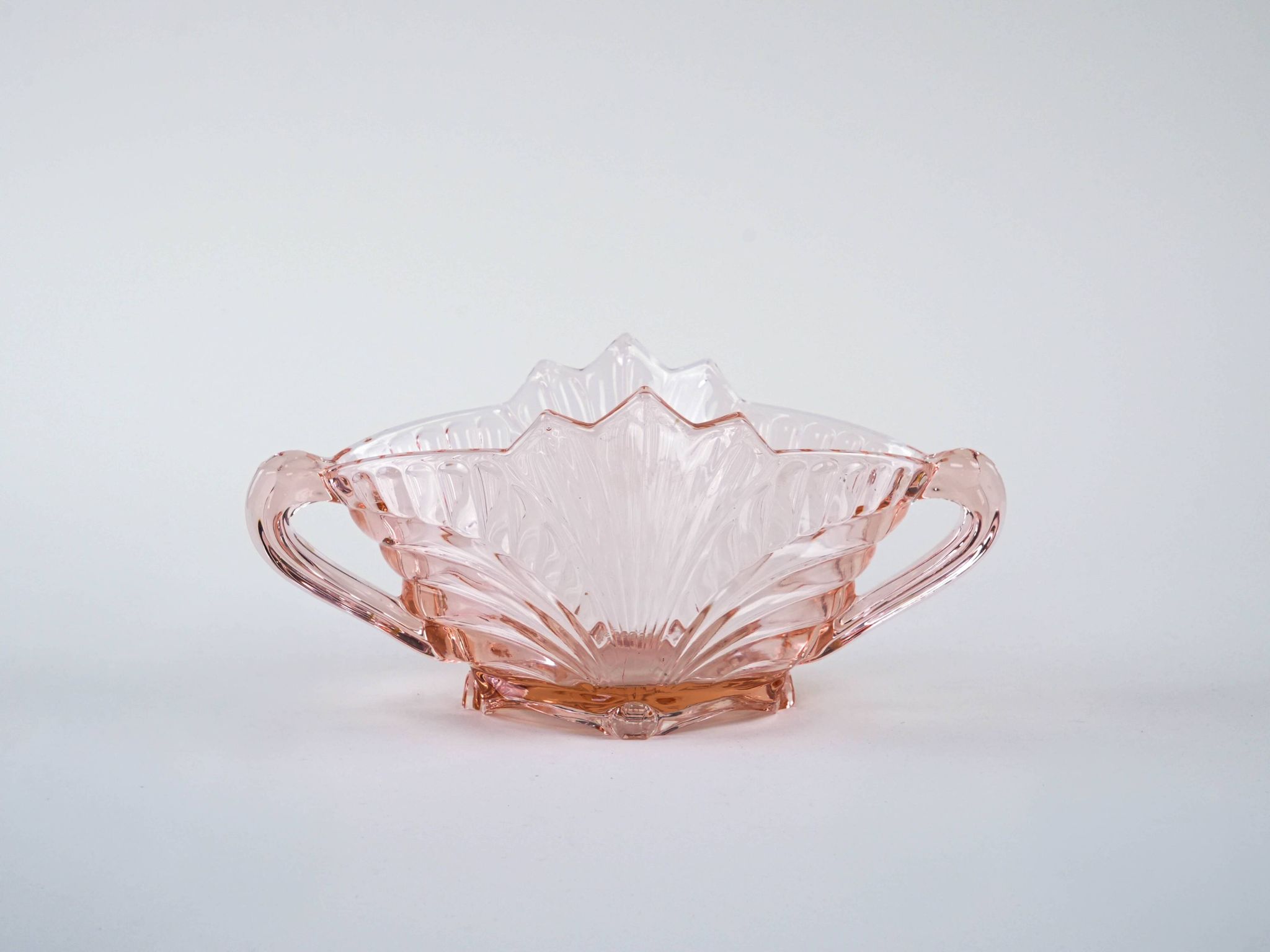 Pink pressed glass bowl, Italian design, 1970s, made in Italy