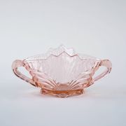 Pink pressed glass bowl, Italian design, 1970s, made in Italy